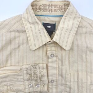 686 Button Down Shirt Mens M Yellow Striped Embroidered Long Sleeve Cotton